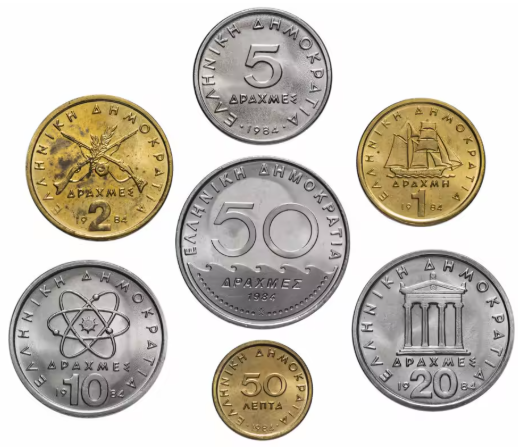1984 г. -Греция набор монет (7 монет в жесткой упаковке) 1984 г. -Греция набор монет (7 монет в жесткой упаковке)