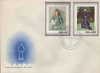 1971 - Польша - Stamp Day - Women in Polish Paintings (Girl with Chrysanthemums, by Olga Boznanska (1865-1940), Strange Garden, by Jozef Mehoffer (1869-1946)