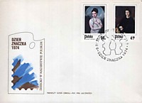 1974 - Stamp Day - Children in Polish Paintings (Girl with Pigeon, Anonymous Artist, 19th Century - The Artist's Son Tadeusz, by Piotr Michalowski)