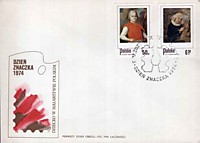 1974 - Stamp Day - Children in Polish Paintings (Polish Child, by Lukasz Orlowski - Boy with Doe, by Aleksander Kotsis)