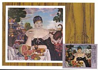 Б.М.Кустодиев - Купчиха за чаем. 1918